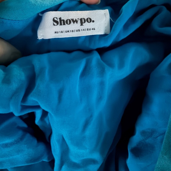 Showpo Harleen Mini Dress Womens 14 Blue Babydoll Puff Sleeve Asymmetrical - Picture 6 of 6